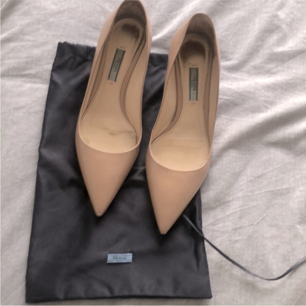 Prada Tan Pointed-Toe Heels